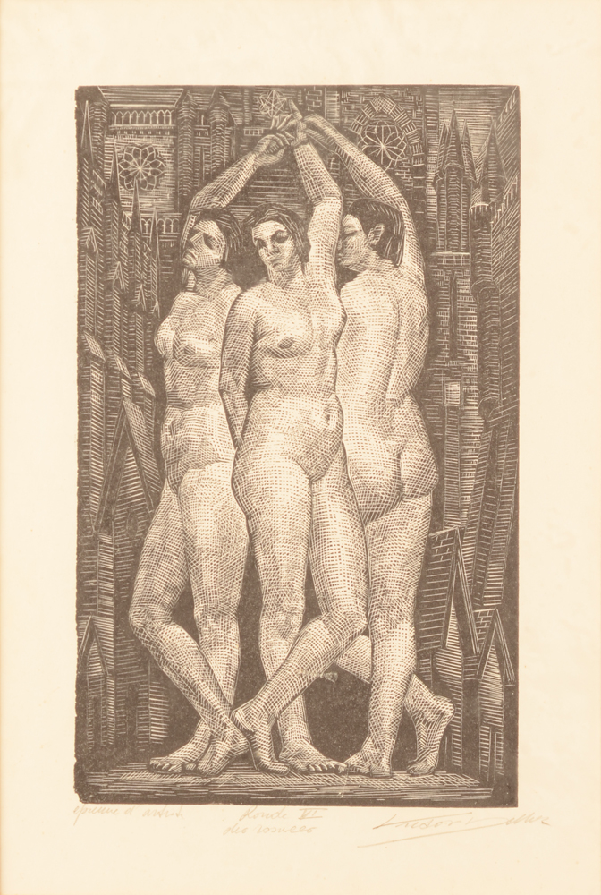 Victor Delhez — gravure sur bois originale, justifiée, titrée et signée par l'artiste