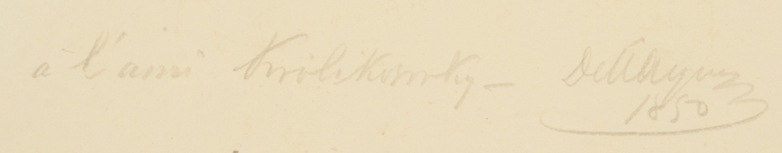 Cesare Dell'Acqua — Dedication by the artist to a Russian (?) friend