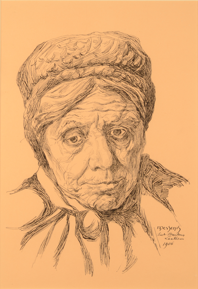 Alfons Dessenis — Très rare dessin expressioniste-realiste de 1906, de cet artiste important dans la genèse de l'Ecole de Laethem