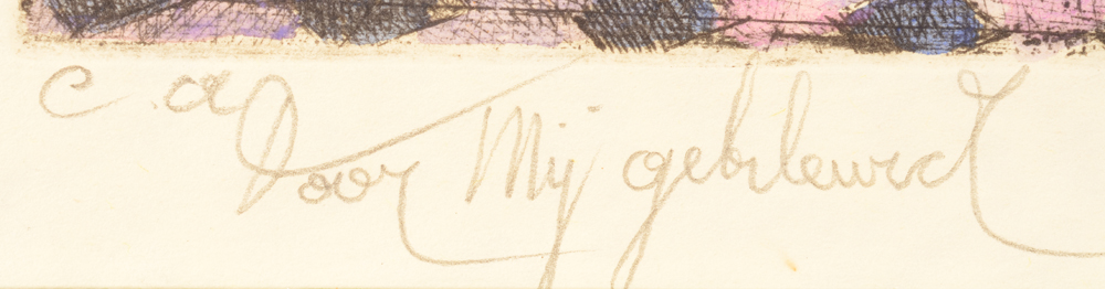 Camille D'Havé — Justification in pencil bottom left