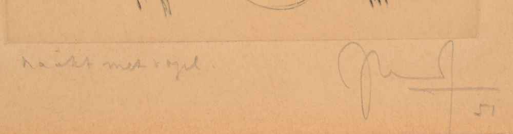 Frans Dille — Signature, title and date with one of the etchings
