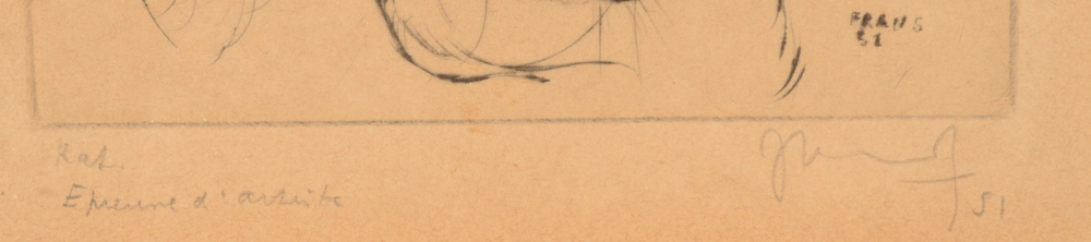 Frans Dille — Title and signature in pencil, also signature 'Frans' in the plate