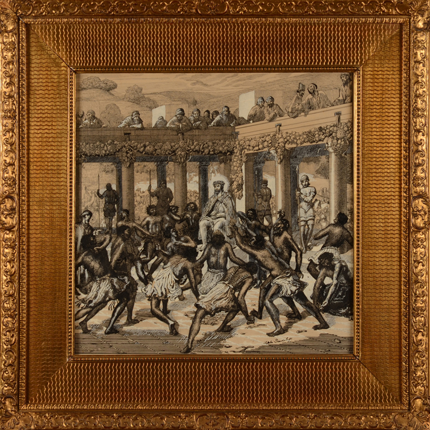 Charles Doudelet — De bespotting van Christus, een gedetailleerde en waarschijnlijk vroege 'Ensoriaanse' tekening van deze symbolist.
