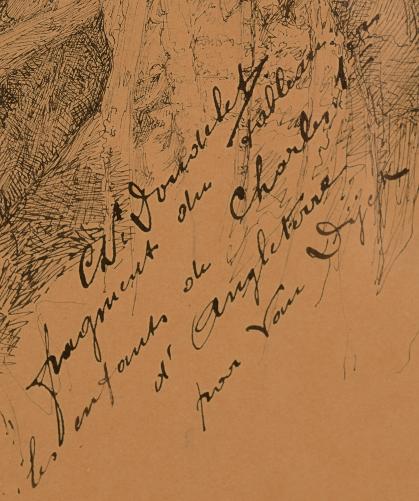Charles Doudelet — Signature of the artist and description of the drawing, bottom right