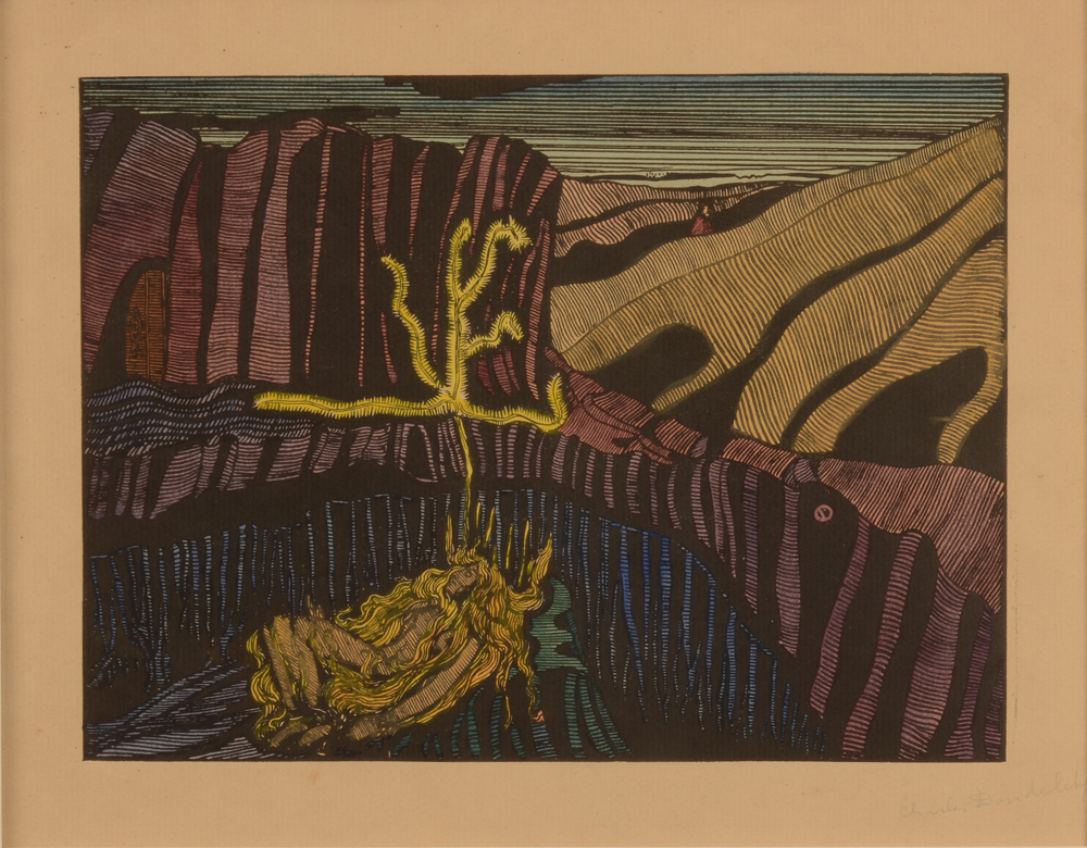 Charles Doudelet — Zincographie coloriée à la main par l'artiste et signée en crayon
