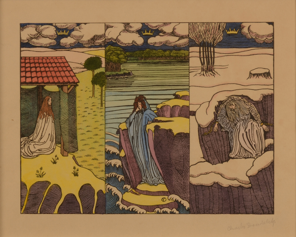 Charles Doudelet — Zincographie coloriée à la main par l'artiste et signée en crayon