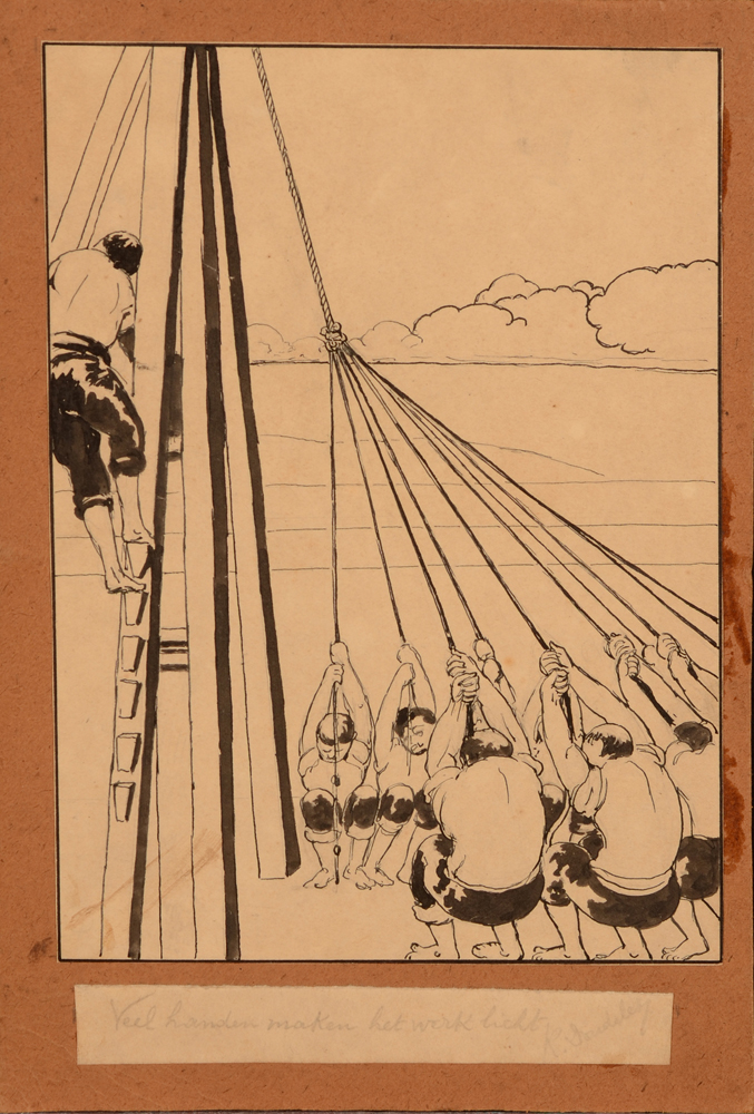 Charles Doudelet — Dessin à l'encre de chine, signé en à bas à droite