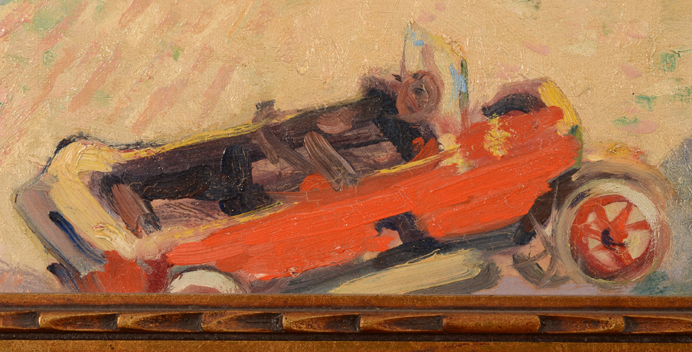 August Drume — Detail of the oldtimer in the landscape