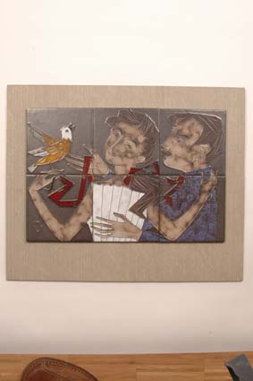 1960-1965 — &lsquo;Couple&lsquo;, 44,5 x 55 cm, monogram "JM" in relief (bottom left).