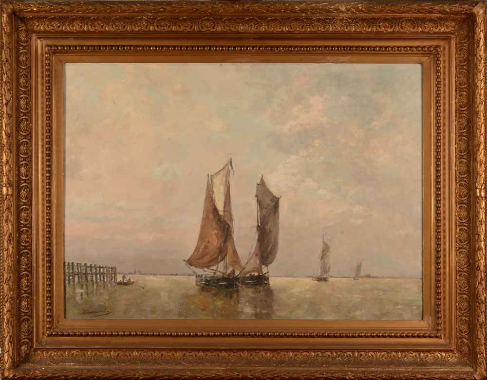 Marguerite Dumont — <p>Marine, huile sur toile signée, probablement peint dans les années '80 du 19e siècle</p>