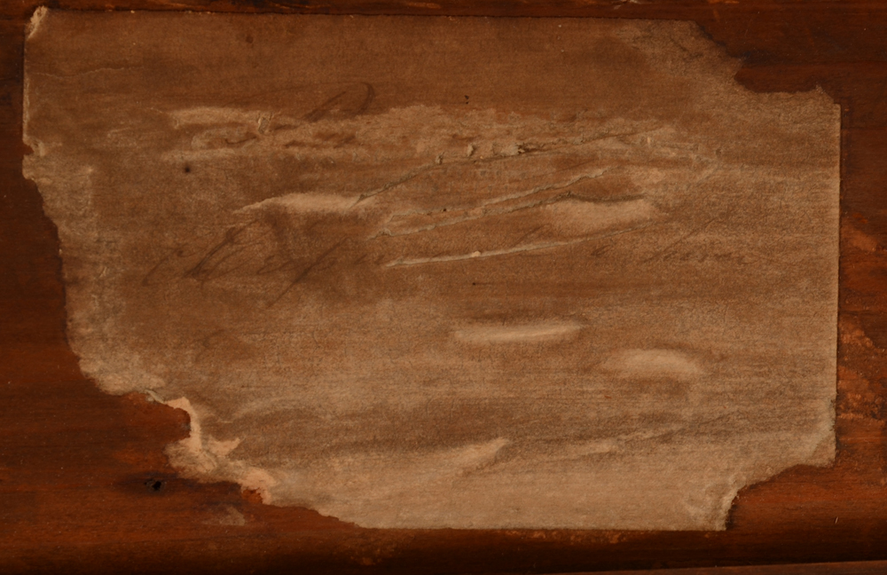 Marguerite Dumont — <p>Label on the back of the frame, with title</p>