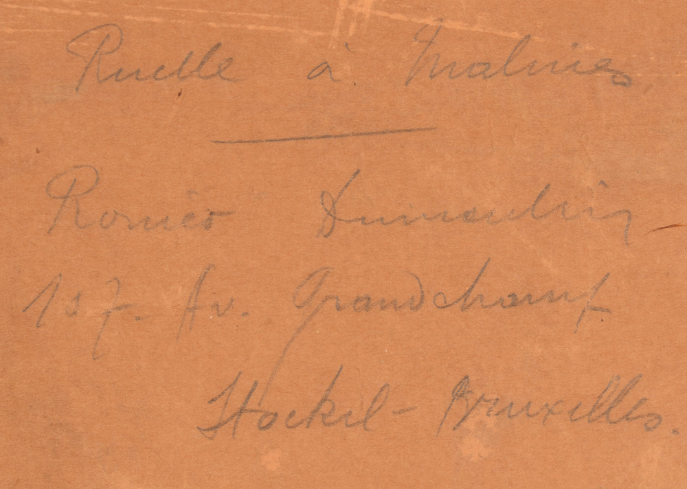Roméo Dumoulin  — Detail of the title written in pencil at the back