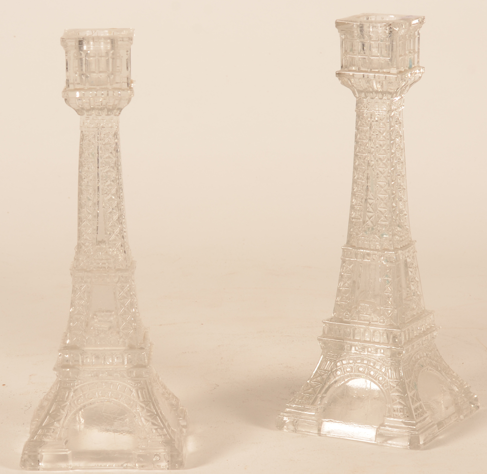 Eiffel tower candlesticks — Possibly made as a souvenir for the 1889 exhibition?