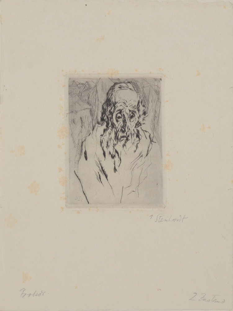 Jakob Steinhardt 'Judenkopf' Etching and drypoint 1913 — Detail of the sheet. Without passe-partout