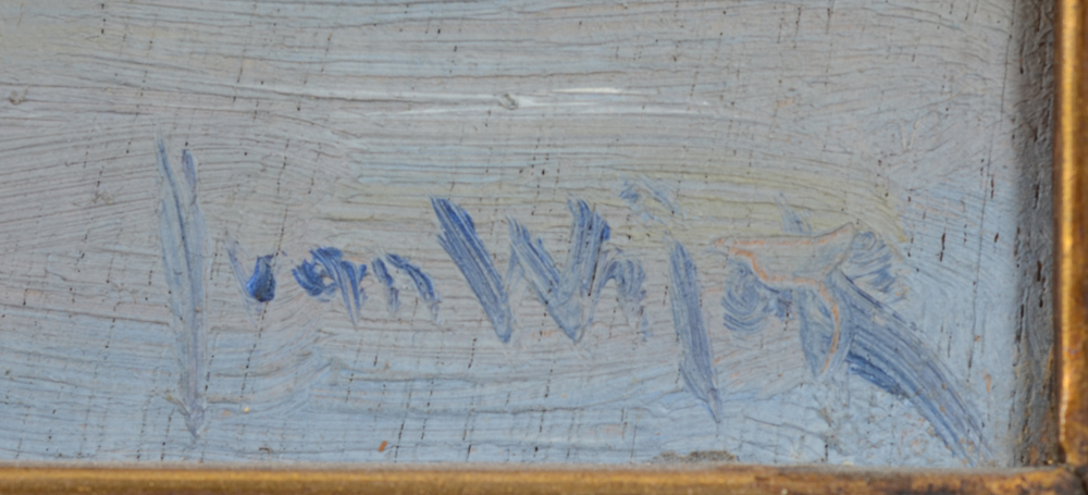 Jaak van Wijck 'De Schelde tegen den avond' Oil painting. Signature — Signature of the artist bottom right.