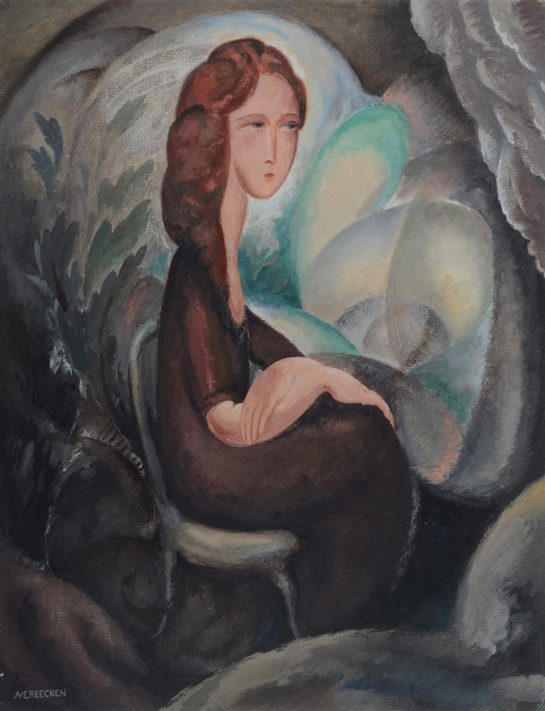 Achiel Vereecken — Rare gouache expressioniste, fin des années vingt