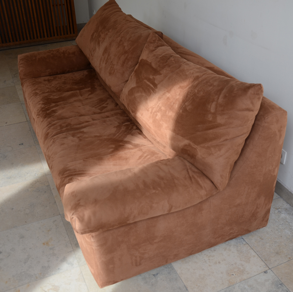 Italian two seater suede sofa — View from the other side