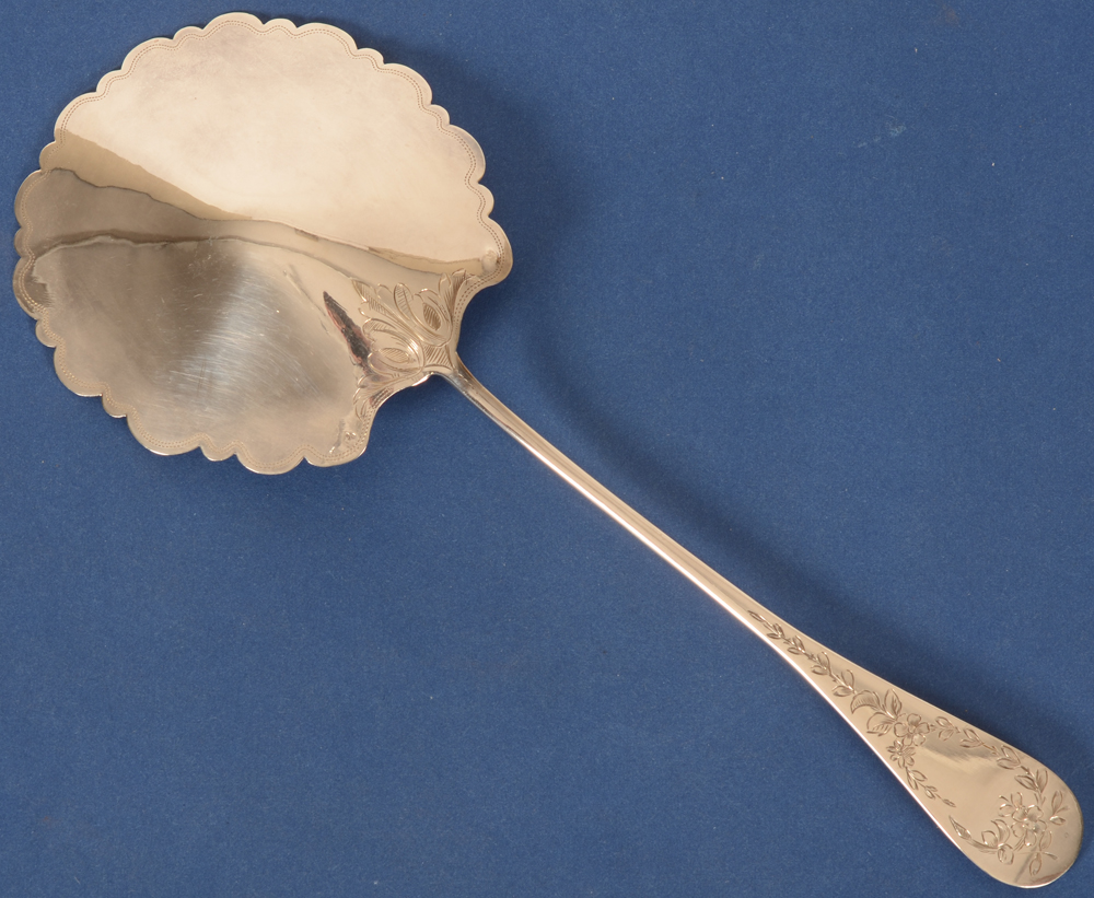 silver engraved strawberry spoon — Back of the spoon