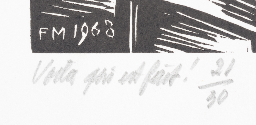 Frans Masereel — Title and justification in pencil, bottom left