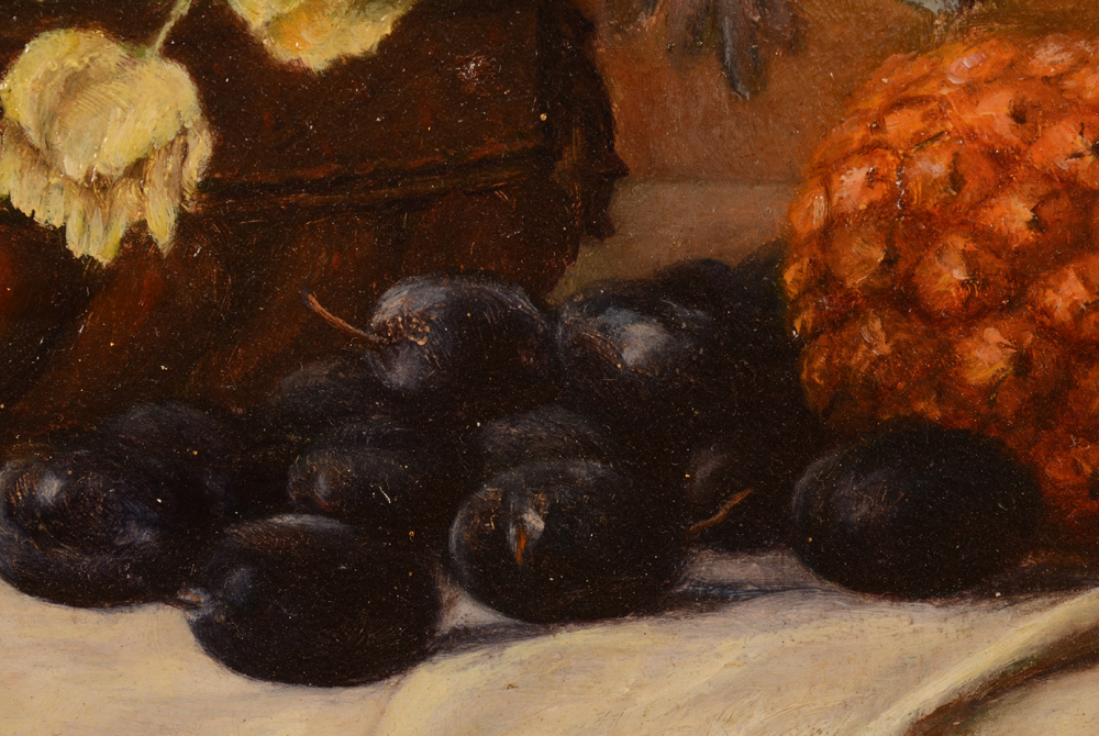Th. Galens Summer Still Life 1917 — Detail: plums and japanese anemones