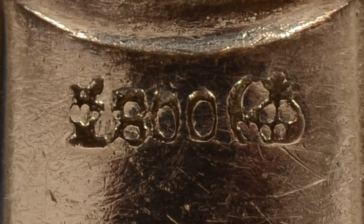 Vereinigte Silberwarenfabriken Düsseldorf — Makers mark, alloy mark for 800/1000 and German state mark on each piece