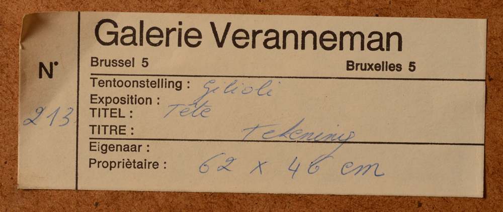 Emile Gilioli — Label at the back of the frame
