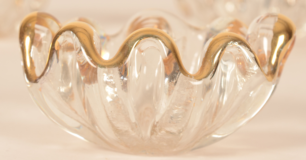 Glass salt cellars — Detail of one of the cellars, at the side