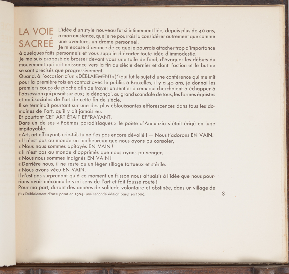 Henry Van de Velde — Rare publication originale de 1933