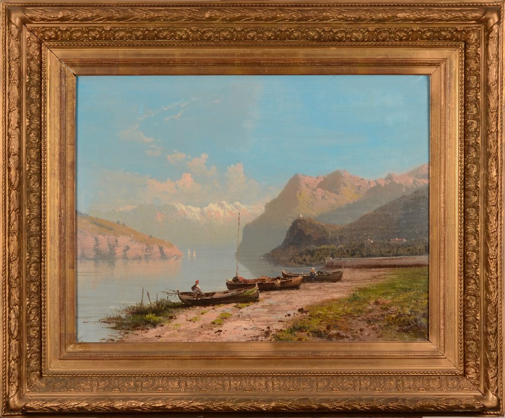 Emile Godchaux — <p>Vue prise probablement aux Pyrénées ou dans la Savoie, bel oeuvre typique du maître.</p>