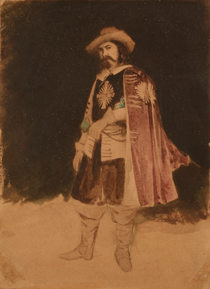 Jean Julien Godenne — Le mousquetaire, aquarelle sur papier non signée