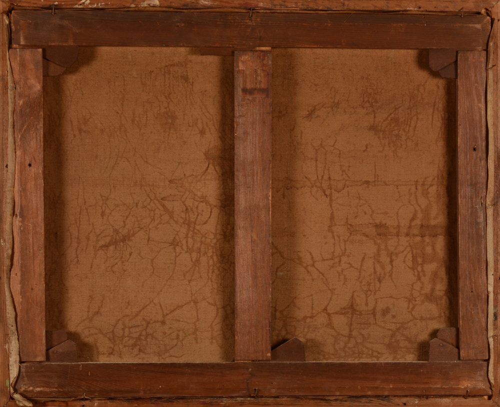 Gustave Goemans — Back of the canvas, with title on an old label at the back of the strecher