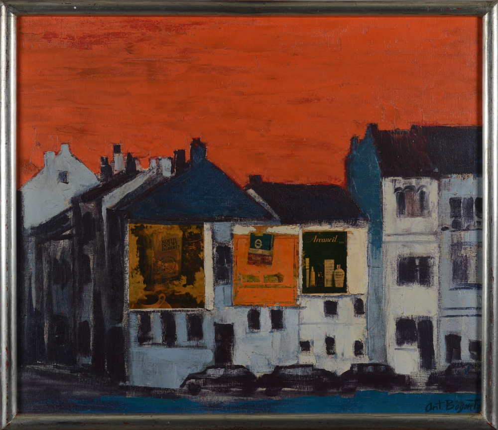 Toon (Antoon) Bogaert — Huile sur toile et collage, signée et datée 1971