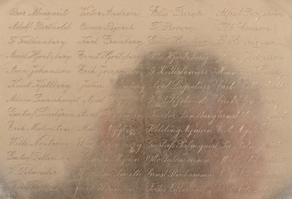 C.G. Hallberg Stockholm — The 52 engraved names of architects, painters, engineers, etc.
