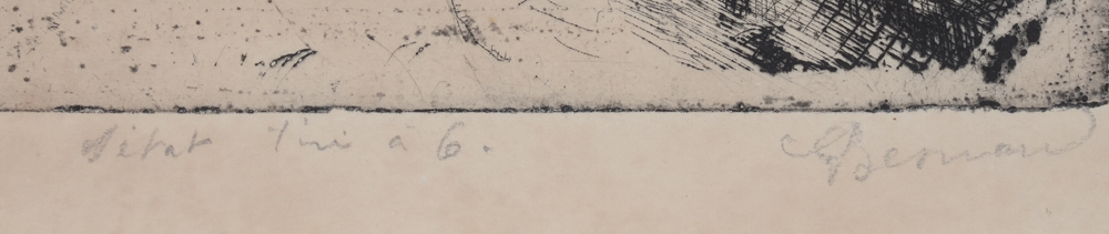 Albert Besnard 'Le lever' etching 1913 — Signature of the artist on the bottom right and justification bottom left in pencil