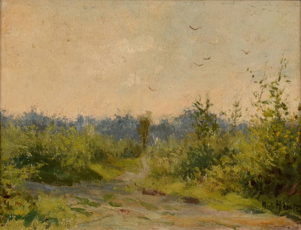 Richard Heintz — Clairière dans le bois, huile sur toile sur carton<br>