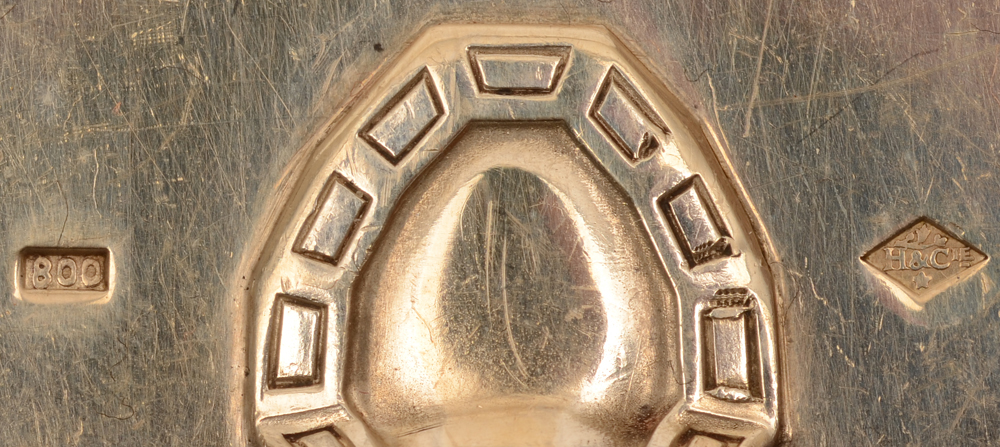 Henin et Co — Marks on most of the pieces: Henin makers mark and Belgian alloy mark 800/1000