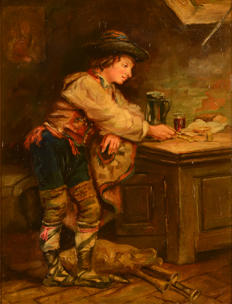 André Hennebicq — Oeuvre de genre de belle qualité du peintre, né à Tournai, mais actif à Bruxelles