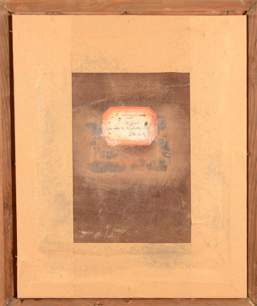 André Hennebicq — Back of the panel, with an old label of a previous owner