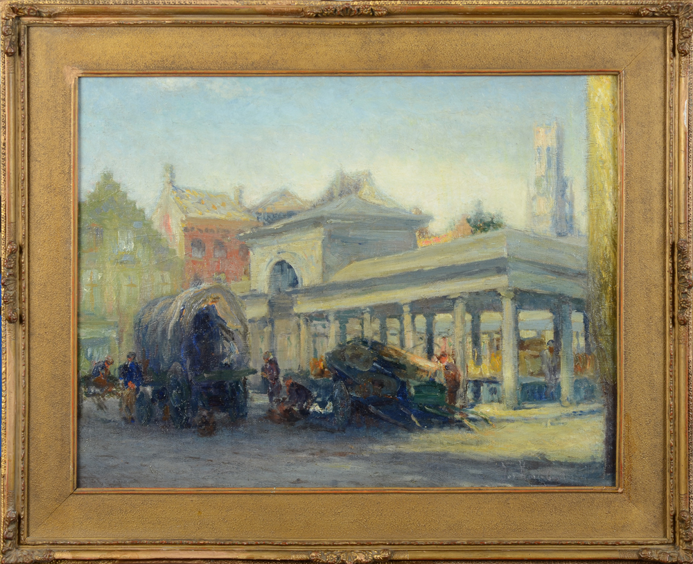 Joseph Horenbant — Zicht op de Vismarkt te Brugge, eerste kwart van de twintigste eeuw.