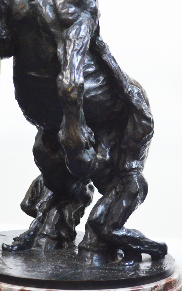 Domien Ingels prancing stallion 1925 — Detail of one of the two figures trying to hold down the stallion