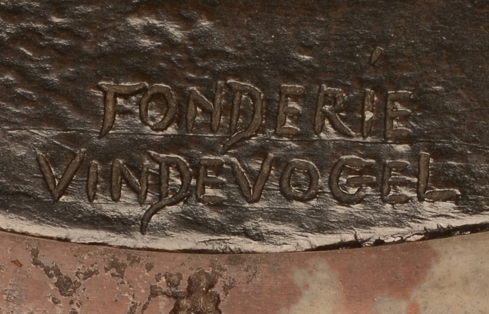 Domien Ingels prancing stallion 1925 — Foundry mark of Vindevogel, the best foundry of the region at that time