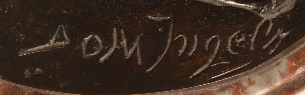 Domien Ingels prancing stallion 1925 — Signature of the artist on the bronze base