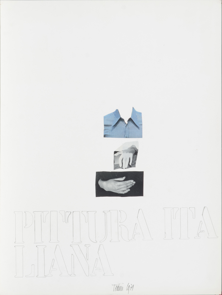Emilio Tadini  — Rare collage et dessin original de 1971, signé