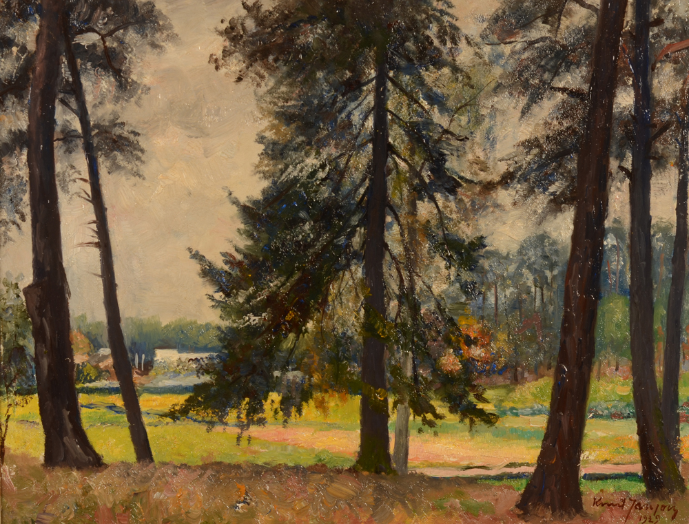 Knut Janson — Paysage d'automne, huile sur panneau, signée et datée