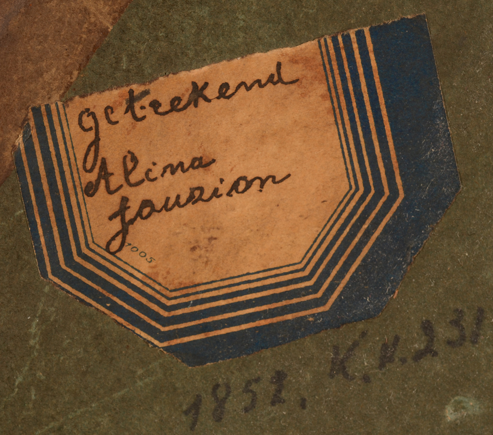 Aline Jauzion — Another label and an inscription with a possible date of 1852?