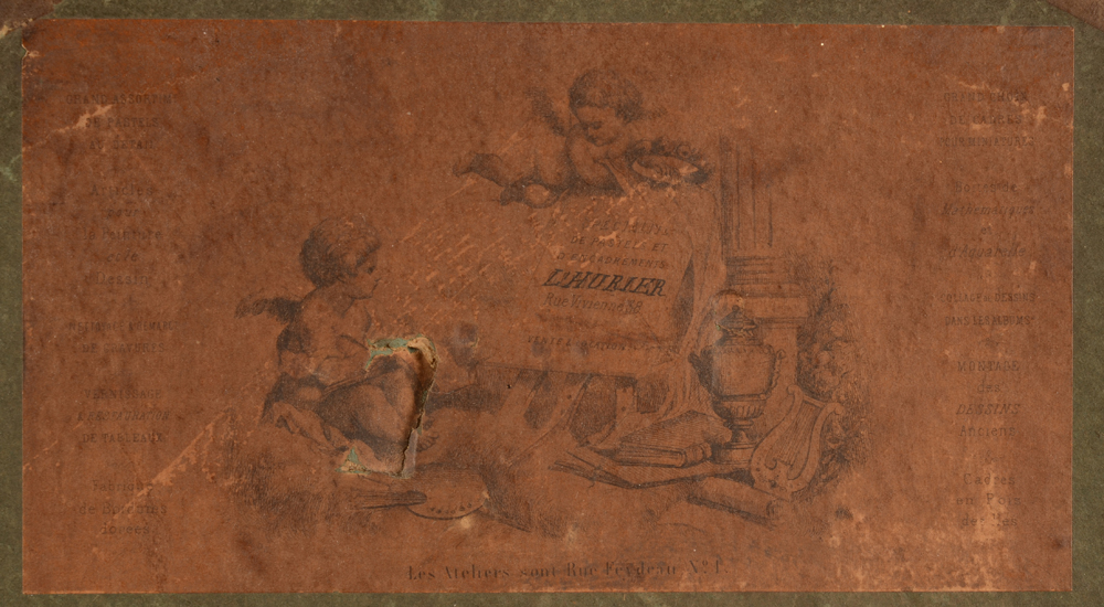Aline Jauzion — Label of the framer or supplier of artists material at the back
