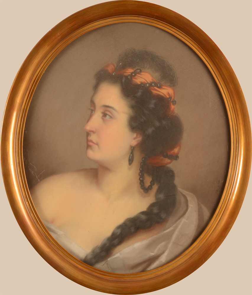 Aline Jauzion — Très beau pastel d'une dame de qualité par cet artiste peintre féminin dont il n'existe que peu d'oeuvres
