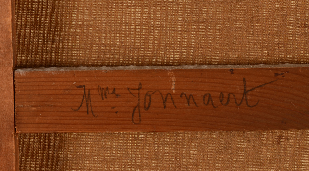 Clemence Jonnaert Symphony of Roses — Back of the painting with name of the artist on the stretcher