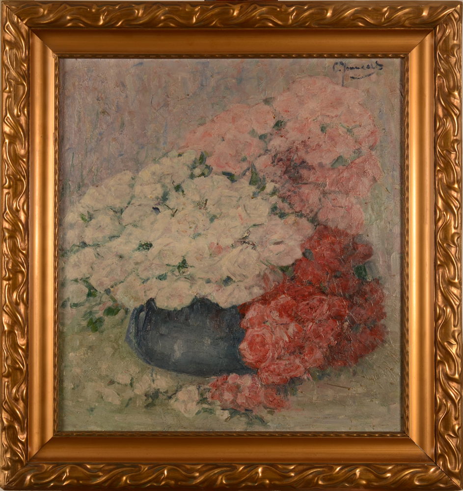 Clemence Jonnaert Symphony of roses — Oil on canvas in the original frame