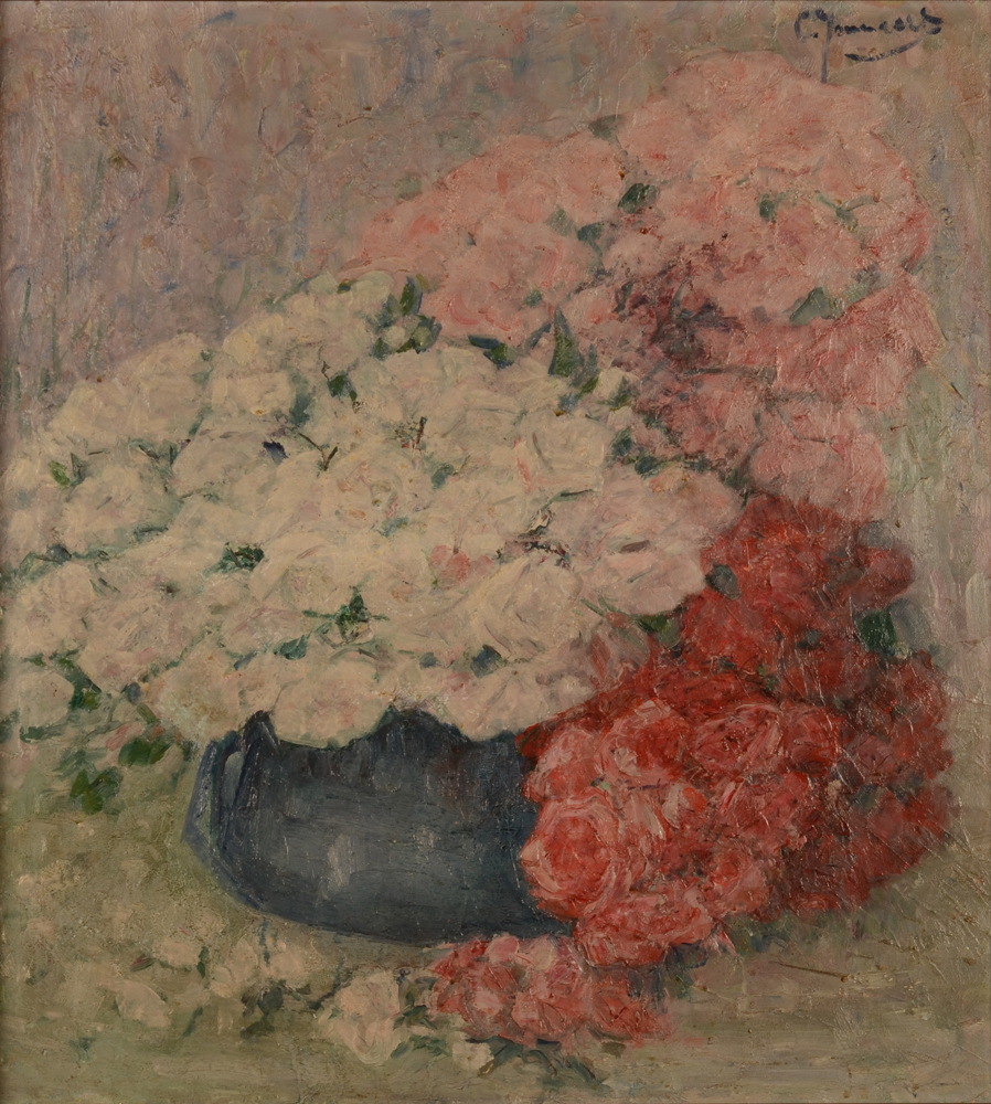 Clemence Jonnaert Sypmhony of roses — Symphonie de roses, huile sur toile
